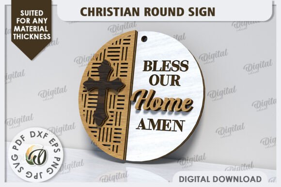 3D Christian Round Sign Laser Cut