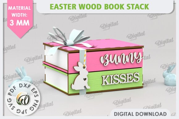 3D Easter Box Laser Cut Stacked Books