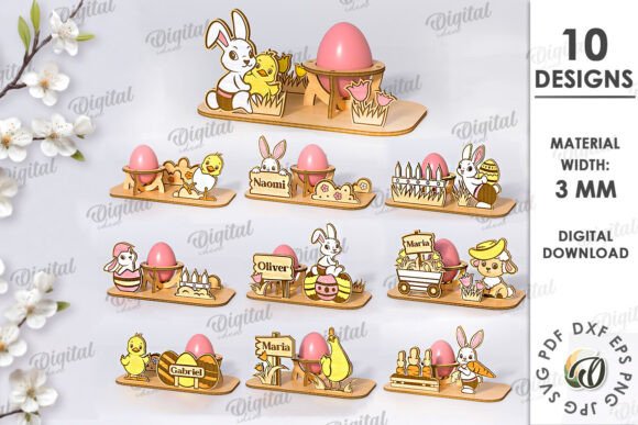 3D Easter Egg Stand Laser Cut Bundle