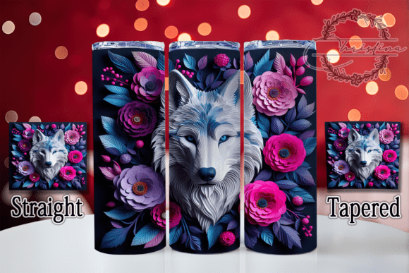 3D Fantasy Wolf Floral Mystical Tumbler: A Digital Design Evaluation