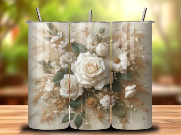 3D Flowers Roses 20 Oz Tumbler Wrap V.3