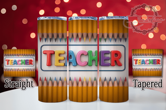 3D Inflated Rainbow Teacher Tumbler Wrap