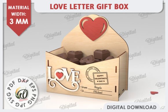 3D Love Letter Gift Box Laser Cut for Creative Projects