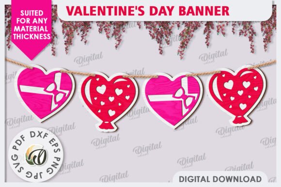 3D Valentine's Day Banner Laser Cut