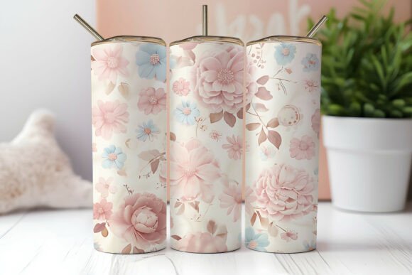3d Vintage Flower Tumbler Wrap