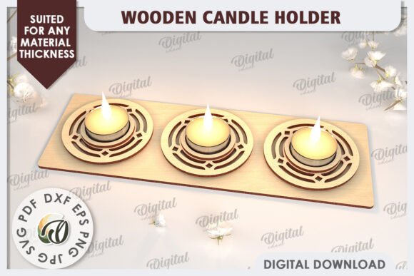 3D Wooden Candle Holder Laser Cut: A Digital Craft Asset for Creative Projects