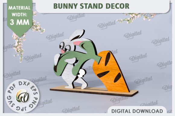 3D Wooden Easter Bunny Laser Cut for Creative Projects and Decor