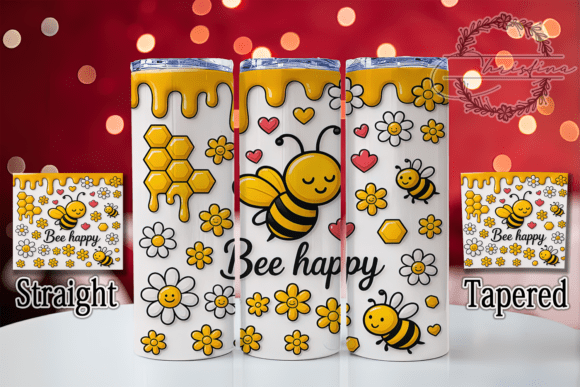 Bee Happy 3D Honey Tumbler Design