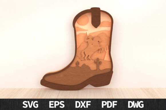 Cowboy Boot Wild West 3D Scene: Elevating Your Craft Projects with Versatile Digital Designs