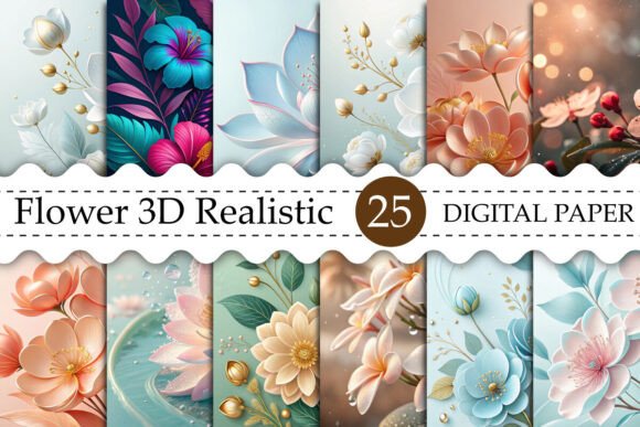Flower 3D Realistic Digital Paper Bundle: Creative Possibilities