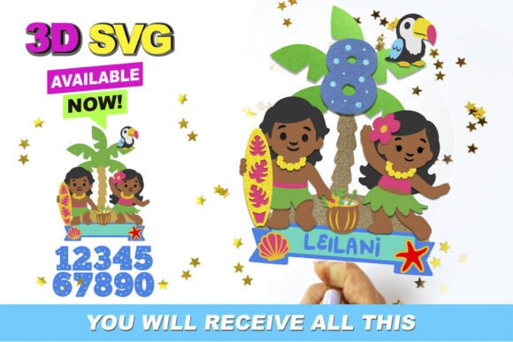 Hawaiian Cake Topper 3D SVG