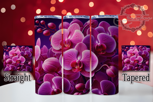 Vintage 3D Embroidered Orchid Tumbler