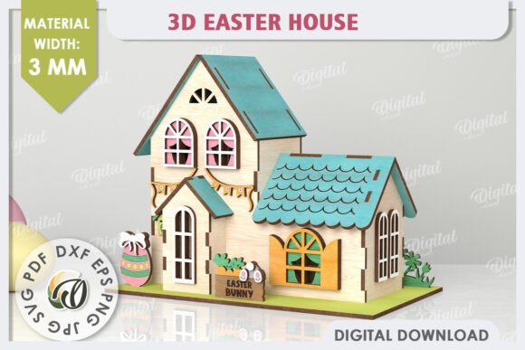 Wooden Easter House Laser Cut: A Creative and Versatile 3D Easter Design